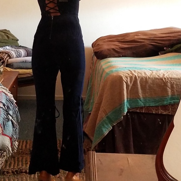 Corset Back Split Leg Navy Jumper - Picture 5 of 7